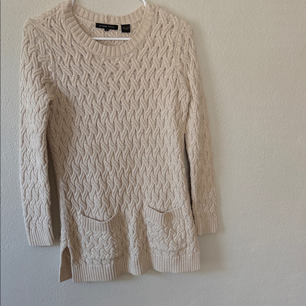 JEANNE PIERRE Cream Cable Knit Sweater